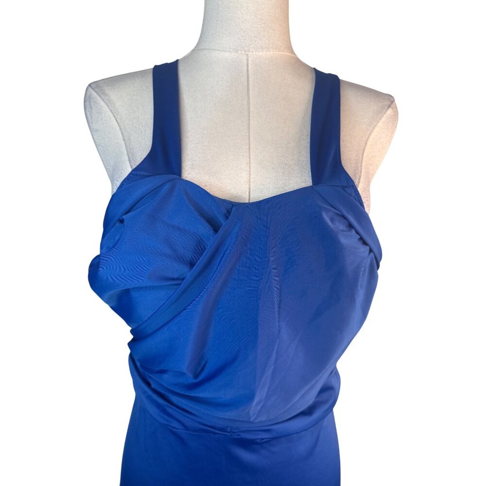 New Miss Ord Royal Blue Large Empire Waist Gown With Crisscross Back - Picture 7 of 13
